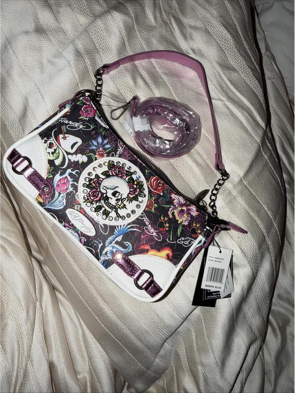 Ed Hardy Shoulder / Crossbody Bag - Black - Skulls & More NWT